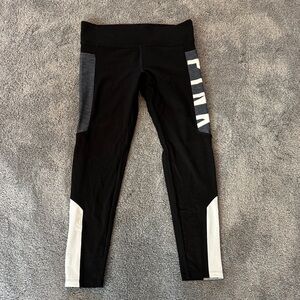 PINK Victoria's Secret Black Leggings with White and Gray Accents